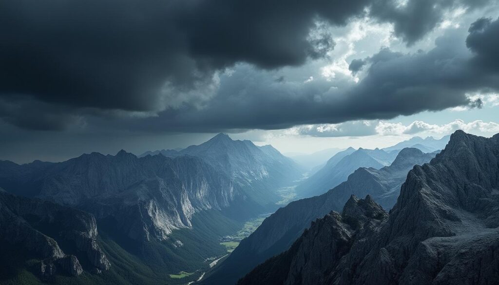 découvrez comment un ciel lourd et menaçant peut dynamiser une photo de paysage, contrastant avec l'immobilité d'un grand bleu vide et apportant une ambiance puissante et dramatiquement visuelle.