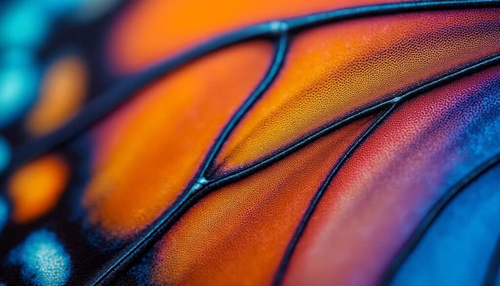découvrez la série abstraite des textures colorées des ailes de papillons, réalisée grâce à un équipement de macro photographie de pointe, révélant des détails fascinants et uniques.