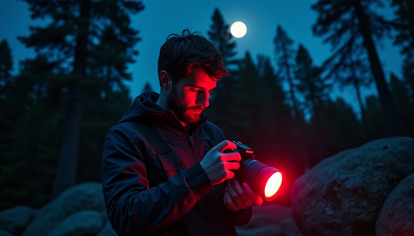 découvrez comment utiliser une lampe rouge pour préserver votre vision nocturne lors de la photographie de nuit et capturer des images exceptionnelles sans fatigue oculaire.