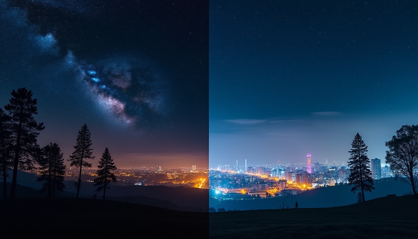 découvrez comment la photographie de nuit est utilisée pour documenter et analyser la pollution lumineuse, mettant en lumière son impact sur l'environnement.