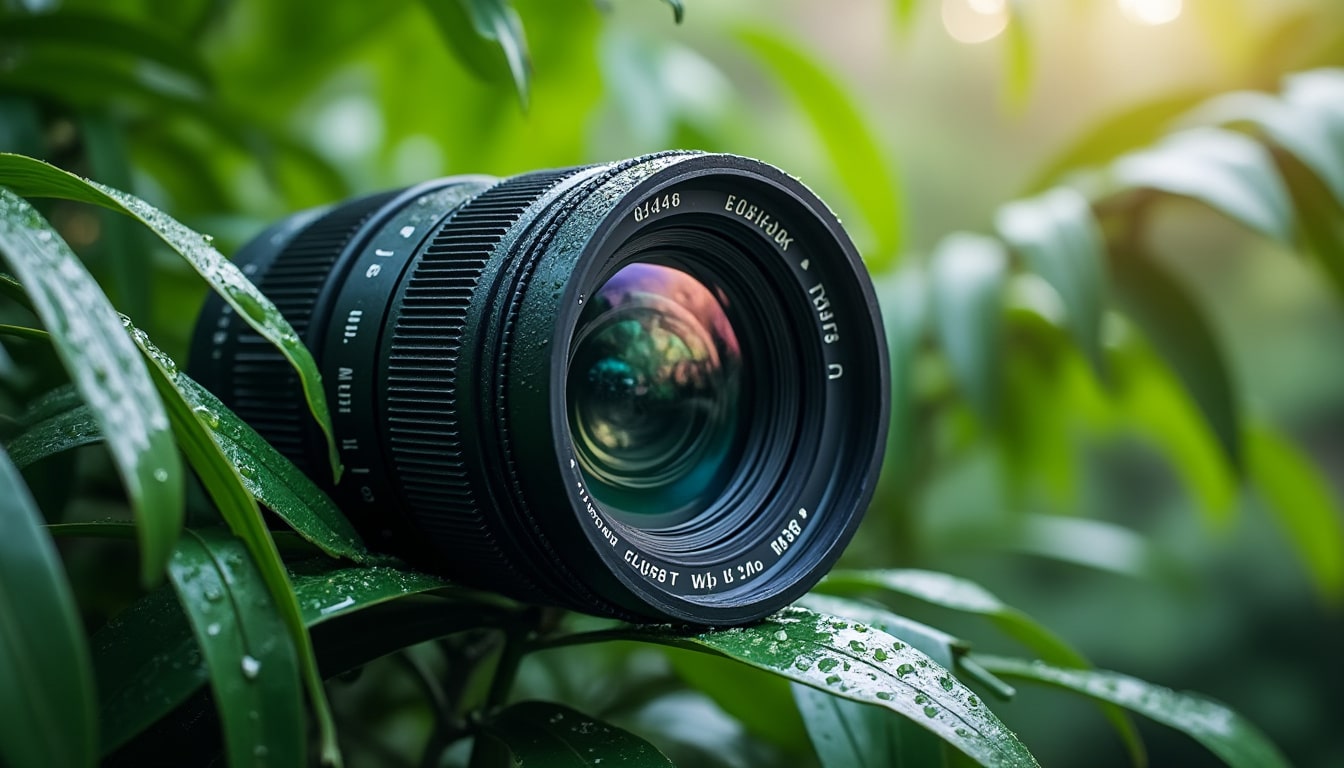 découvrez notre objectif tropicalisé, conçu pour résister à l'humidité intense de la jungle, idéal pour des portraits parfaits en environnement tropical.